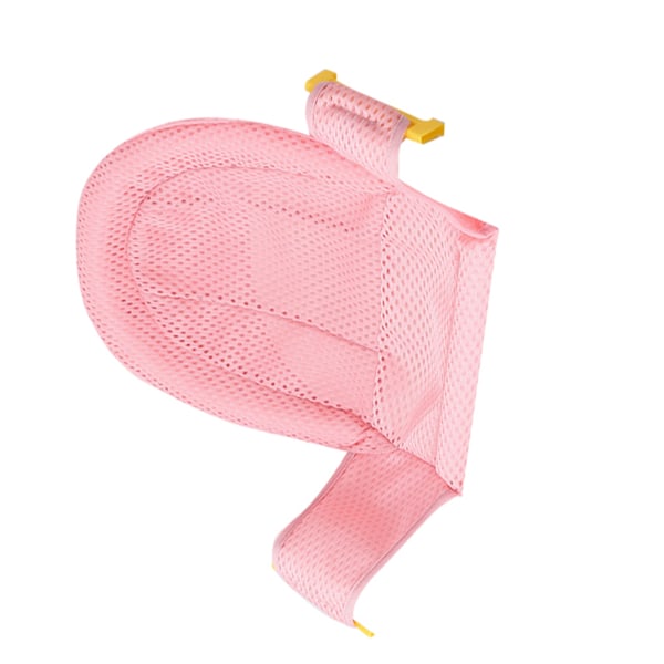 Babybadsitsstöd Andningsbar justerbar rem Halkfri Nyfödd badsits nät Rosa