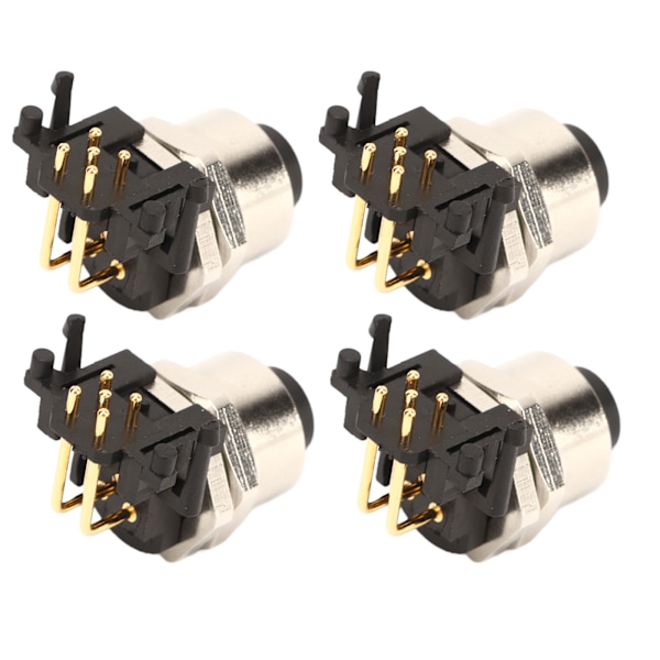 4 stk Elektrisk Aviation Socket Connector M12 5-polet Aluminiumlegering Vandafvisende til RV Båd