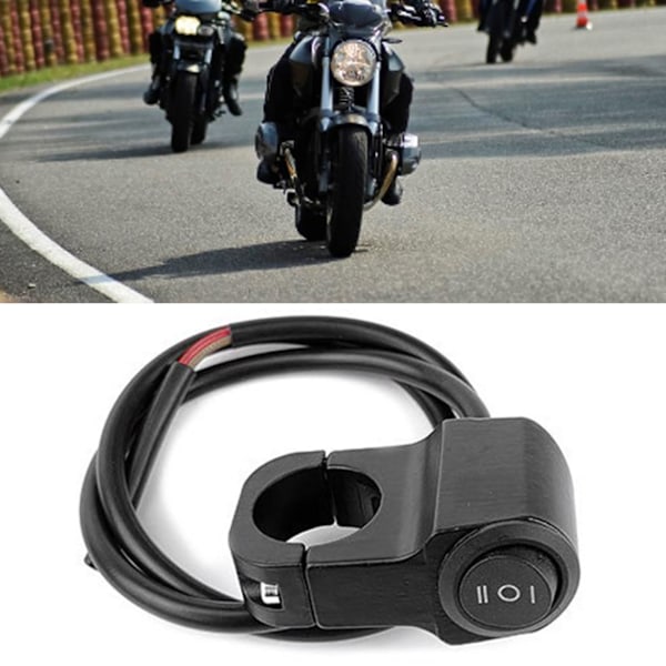 Motorcycle Headlight Switch Aluminum Alloy Motorcycle ON OFF Push Button Handlebar Steering Rocker Switch for Modification Black