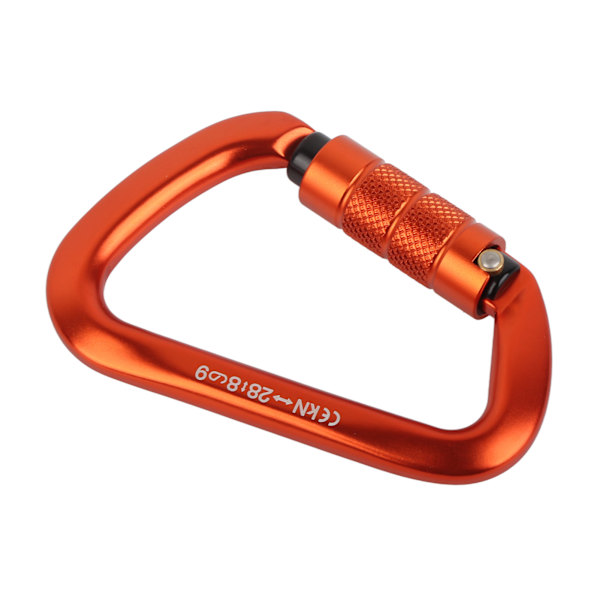 Hållbar Karbinhake i Flygplansaluminium med Automatisk Lås, D-Form, Säker för Klättring, Camping utomhus (Orange)