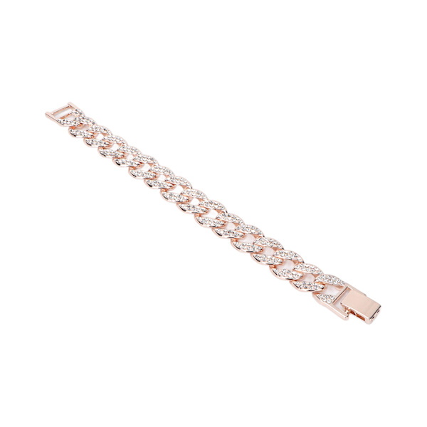 Kubansk armbånd Bling Hip Hop Spænde Kæde Diamant Smykker til Mænd Kvinder Par Rose Guld