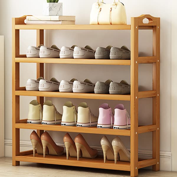 Multi-Layer Shoe Rack Thickened Bamboo Durable Large Capacity Shoe Rack for Dorm 5 Layers, 70cm/27.6in Length