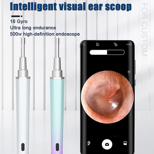 Smart ørevoksfjerner Wifi HD-kamera med lys, øreendoskop skjeplukker otoskop ørerensesett pink 5.5 mm