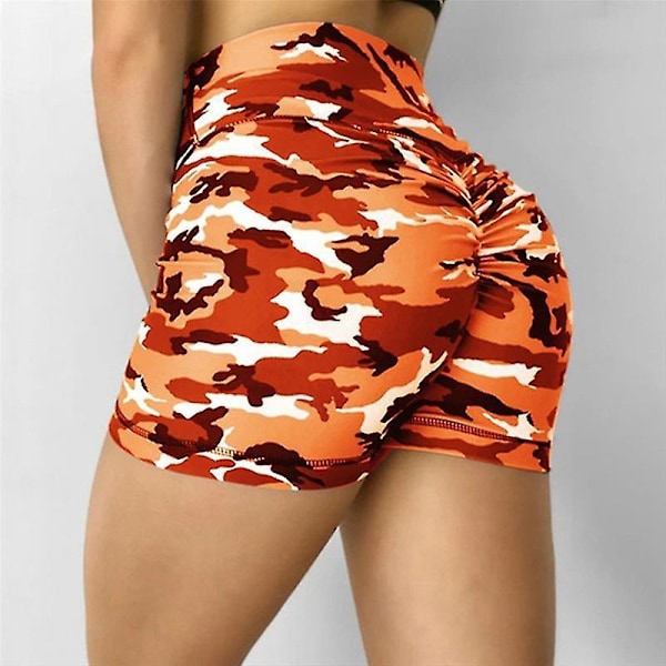 Kamuflasje Push Up Treningshorts | Dame Sommer Løping Trenings Shorts | XL Grønn