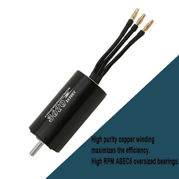 For SURPASS HOBBY Ikke-induktiv børsteløs motor Sort til 5,0 mm 3670 2650KV RC båd