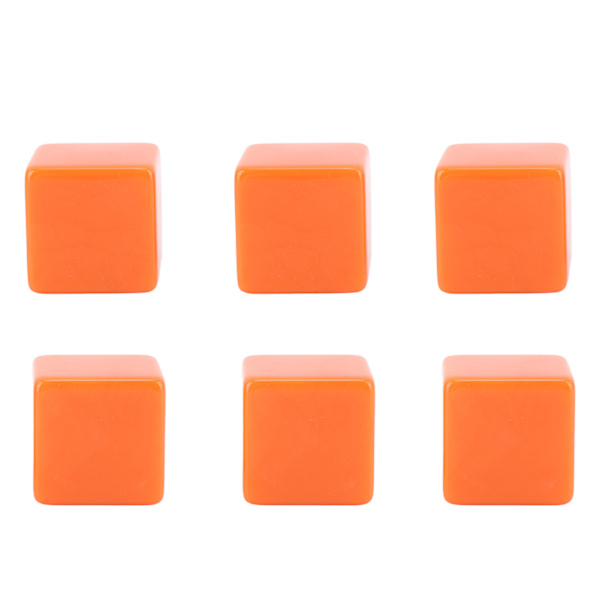6PCS Empty Dice Cubes DIY Unfinished Dice Blocks Teaching Party Puzzles 6-Sided Dice Plastic Cubes Orange