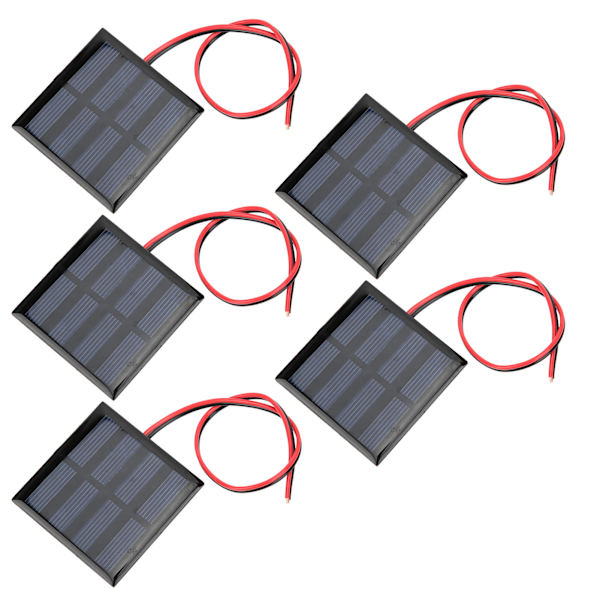 5 st Mini Solar Panel Power Supply Module Board med 30CM Red Black Line DC2V 150mA