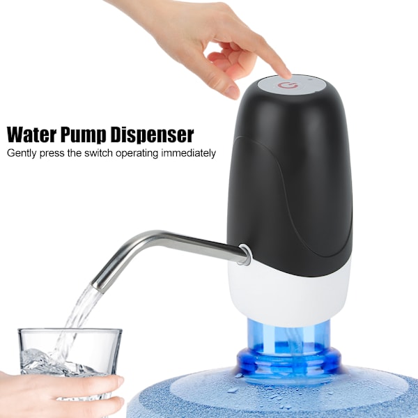 Bärbar elektrisk vattenpump dispenser dricksflaska Switch USB-laddning för HomeBlack