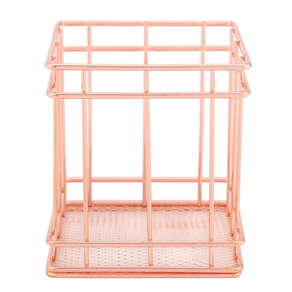Rosegull Jern Oppbevaringskurv Organizer Oppbevaringsholder Skrivebordsdekor (B)
