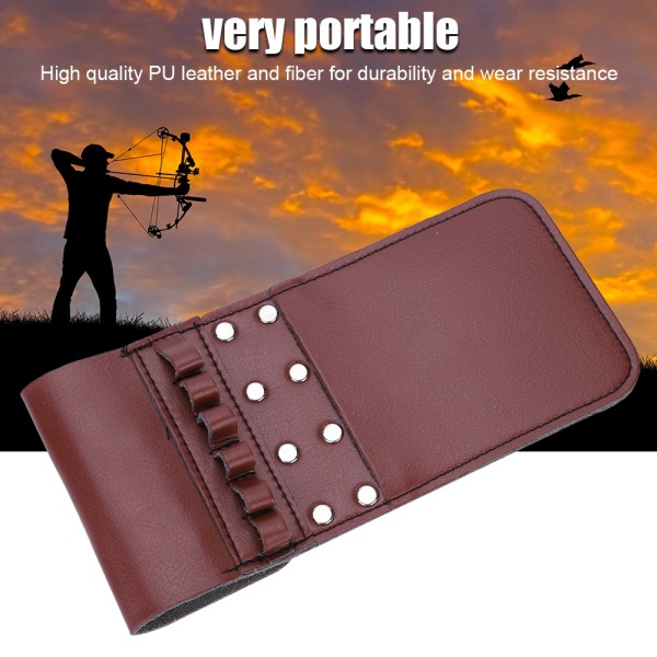 Bärbar Pocket Quiver PU Läder 6st Arrow Midjehållare Väska Bågbågskytteutrustning (Brun)