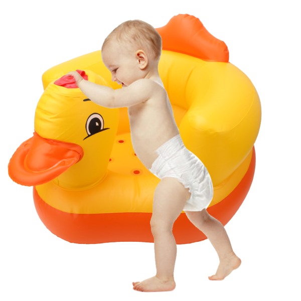 Gul And Opblæsbar Babystol Sofa Baby Bade Pude Sikkerhed Bagesæde 60KG Bæreevne Oval Bund