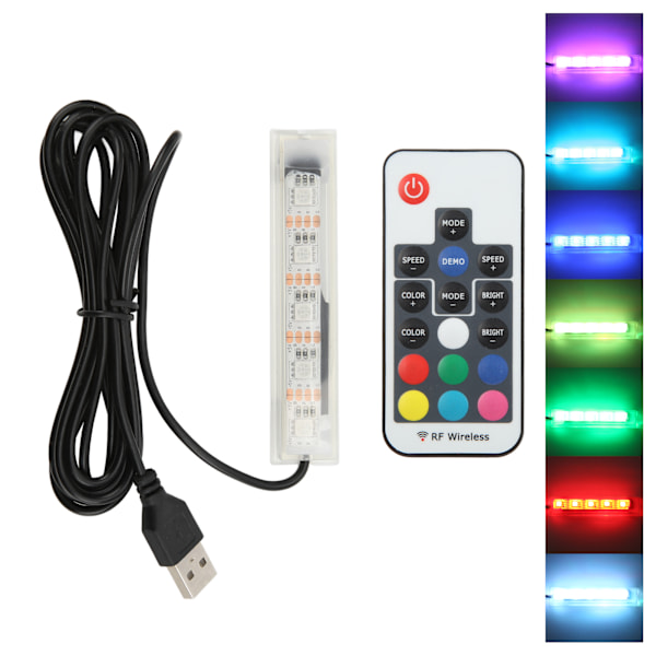 Mikro Akvarie Lys USB-drevet Fjernbetjening Farverigt Fiskekum LED-lampe til LandskabSort Ledning
