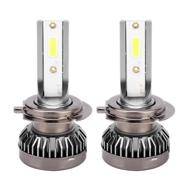 2 stk Mini H7 LED DOB Pære Vanntett Selvoppvarmet Varmespredning Frontlys 6000LM 6000k Tåkelys