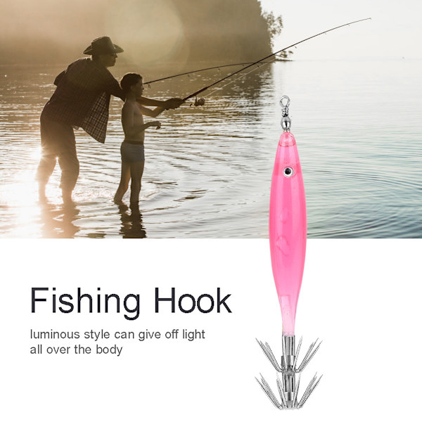 Høj kvalitet blæksprutte fiskekrog lokkedyr dele Fiskeudstyr (rosa)