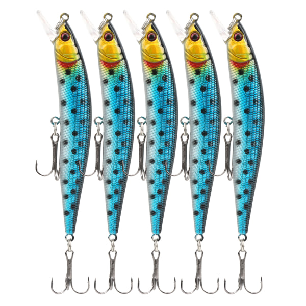 5 kpl keinotekoinen simulointi Minnow Long Shot -viehe diskanttikoukulla kalastustarvikkeet4#