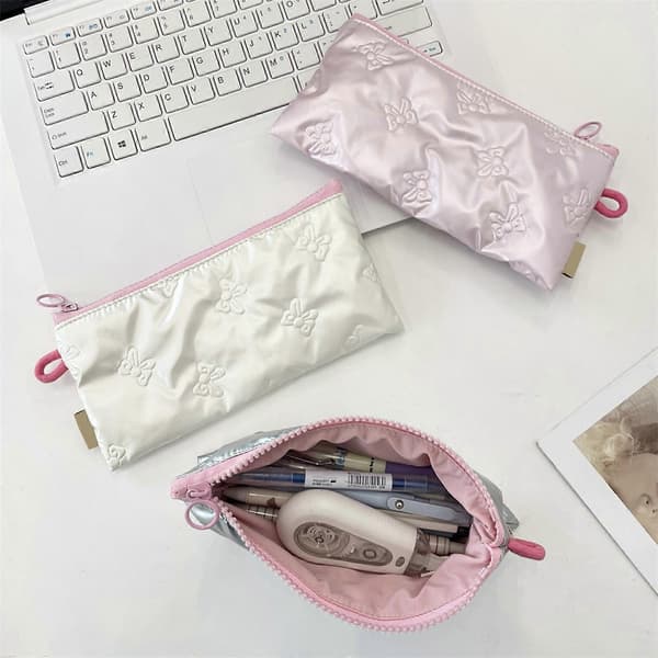 Enkel plånbok med rosetter, myntväska, vadderad bytesväska, flip-pennfodral, bytesväska, pennväska, myntpåse[LD] 2