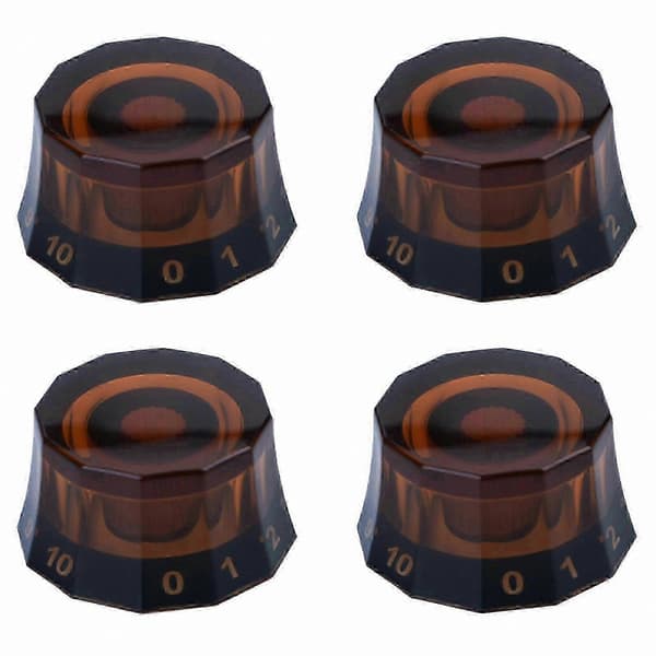 4-pack akryl gitarrknoppar volym tonhastighetskontroll för elbas 6 mm hål svart brun brown
