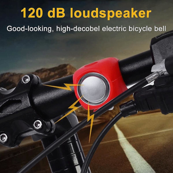 1 st cykelhorn, 120db elektrisk cykelhorn, högljudda cykelhorn, säkerhetsklockor för cykel, vattentät Red