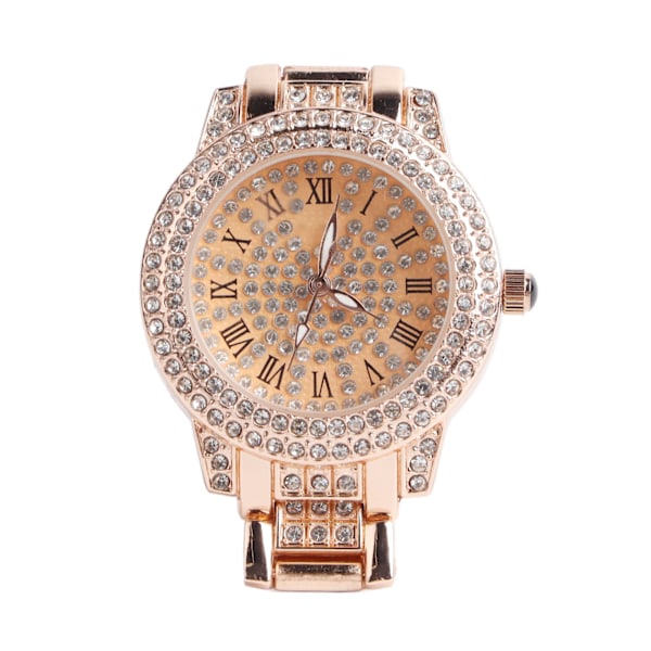 Dameklok Retro Elegant romerske tal Urtavle Shiny Rhinestone Lysende Design Kvartsur til Fest Kontor Rejse