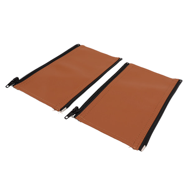 2 Pcs Stroller Handle Sleeve Zipper Cleanable Soft Comfortable Elastic Stroller PU Leather Cover Brown
