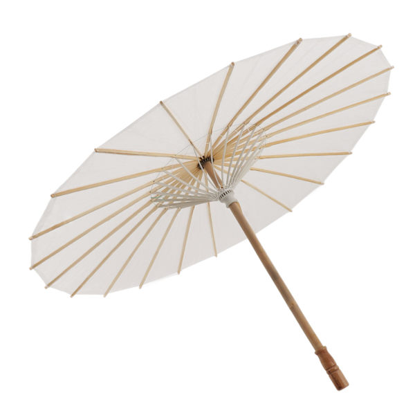 Lasten paperi sateenvarjo bambu ja paperi kiinalainen tyyli Elegantti valkoinen DIY paperi sateenvarjot koristeluun 83 cm/32,7 tuumaa