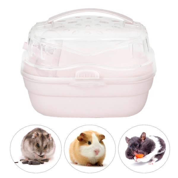 Hamsterväska Bur Bärbar Lättviktsväska för smådjur för utomhusresor Lätt körsbärsrosa
