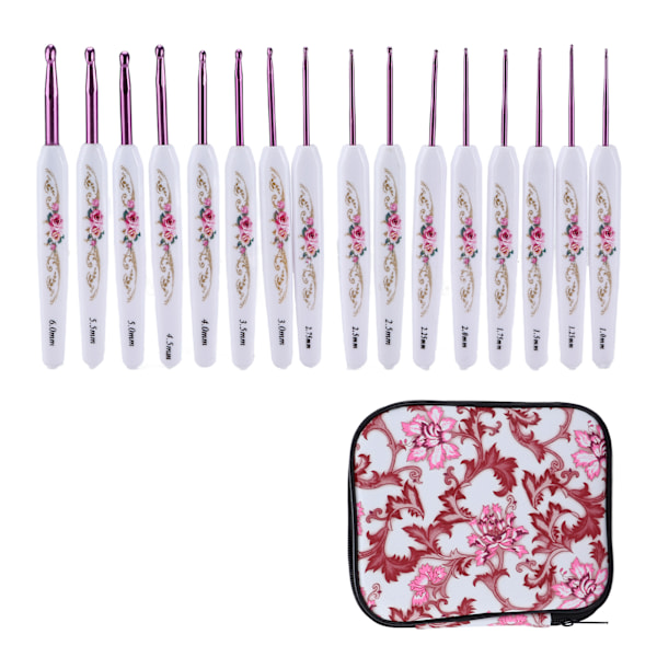 Virknålar Set Ergonomisk Design Handtag Robust Virkning Bekväm Användning DIY Stickverktyg för Entusiaster Nybörjare Rosa