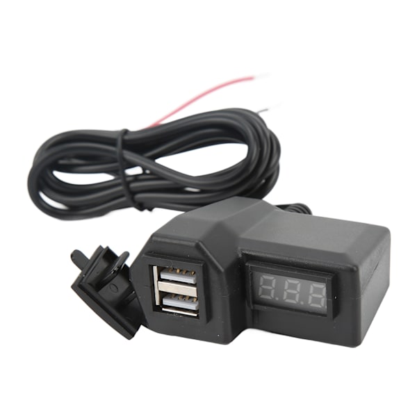Motorsykkel Telefonlader El-sykkel 3.1A Dobbel USB Telefonlader Retrofit Kit med rød voltmeter