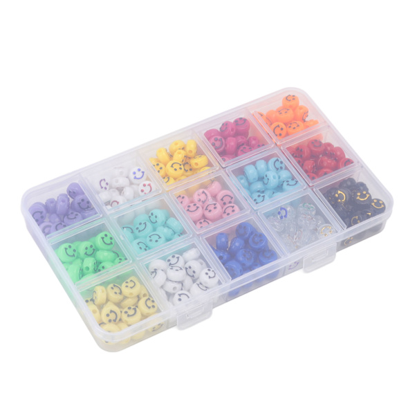 300 stk Smile Face Perler Konveks Design DIY Akryl Fargerike Happy Face Perler for barn og venner