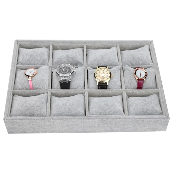 12 rutnät Watch Storage Box Armband Fall Organizer Smycken Display Container med kudde