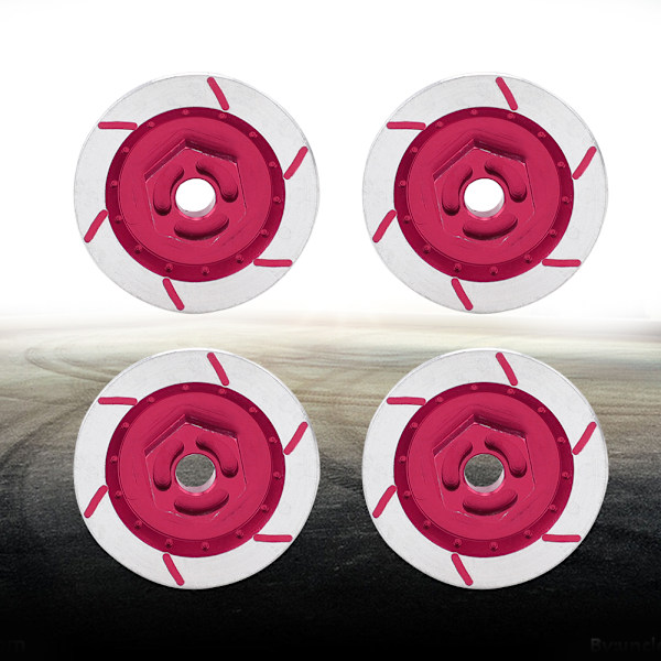 4 st Aluminiumfälg Bromsskiva Tillbehör Passar HSP 94123/R31 1/10 RC Bil Rosa