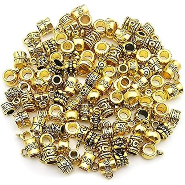100 stykker lås med perler, rørperle med hengende løkke, avstandsperle med perler, anheng med perler for smykkefremstilling Gjør-det-selv-kjedearmbånd (m611) M671