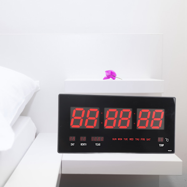 Digitaalinen seinäkello LED Sähköinen kalenteri Seinäkello Noctilucence Koti makuuhuone Toimisto EU-pistoke 110‑220V
