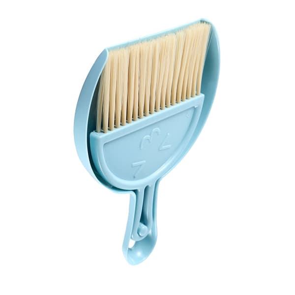 Mini Broom Dustpan Set Smile Face Plastic Handheld Efficient Cleaning Portable Small Brush Dustpan for Desktop Office Blue