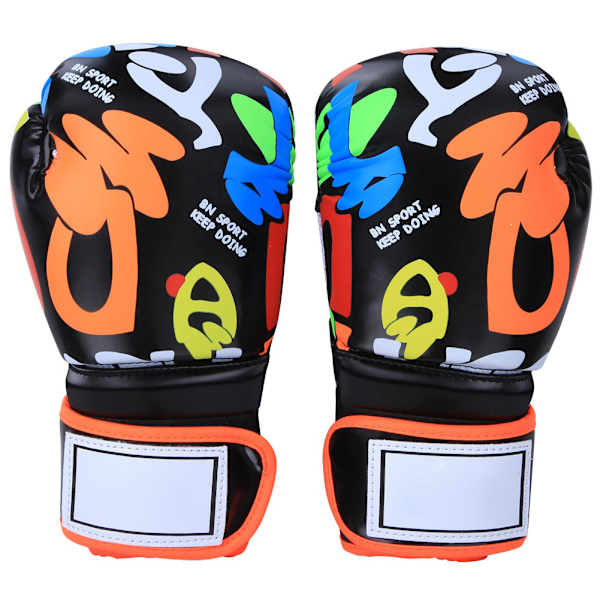 BN FIGHT Graffiti Barnvänliga Andningsbara Sport Handskar Skyddsutrustning för Boxning Sanda Taekwondo Träning Svart