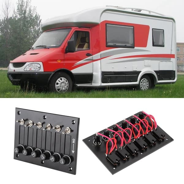 DC 12V/24V 6-gangs ON/OFF bryterpanel for båt, campingvogn og bobil