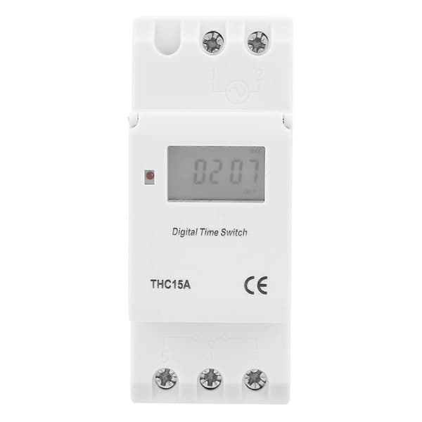 THC15A 220/240VAC 20A DIN-skinne digital programmerbar timer-kontakt