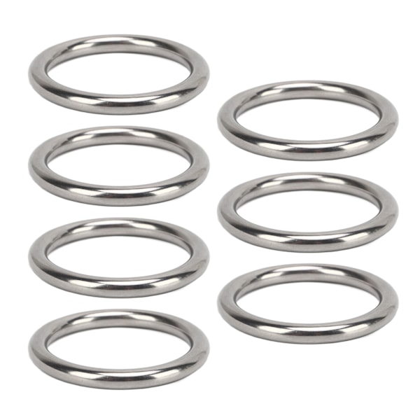7 stk 304 rustfrit stål metal O-ring Vandafvisende rustfrit sømløst svejset rund O-ring til fitnessbuer Yogaringer 7x50MM