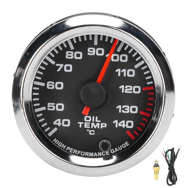 Olietemperaturmåler 52 mm/2,0 tommer 40140-display 7 farver baggrundsbelysning sort urskive til 12V-biler