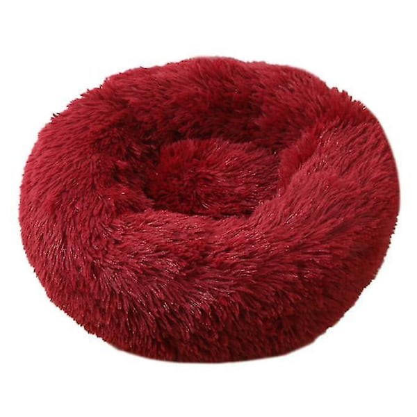 Mjuk Donut Husdjurssäng för Små, Medelstora, Stora Hundar & Katter - 50CM, Röd