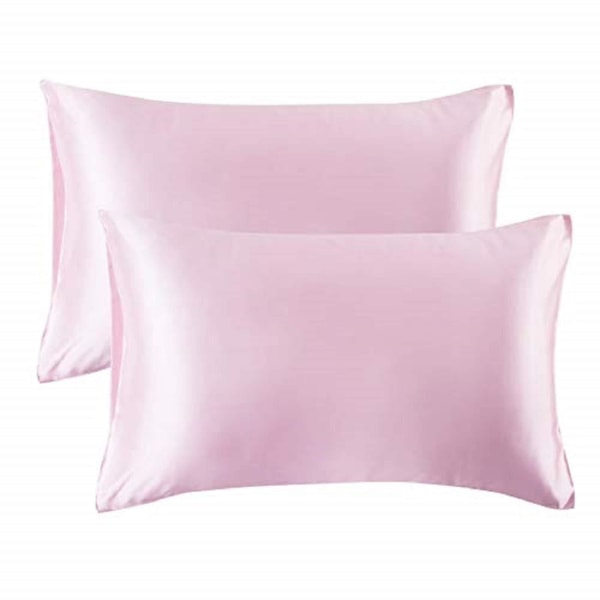 Putetrekk i sateng 2-pakk putetrekk for hår og hud Standardstørrelse med konvoluttlukking, 50 X 75 cm Pink