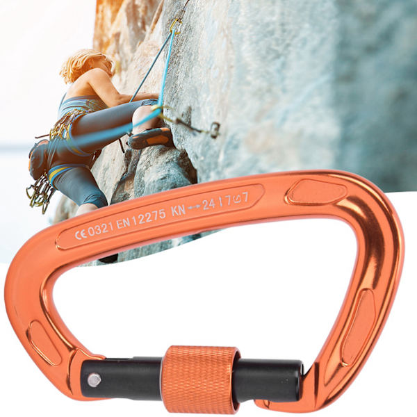 7075 Flygplansaluminium Master Lock Karabiner D-Ring Säkerhetsspänne Säkerhetsutrustning Växlar för utomhusklättring Campingorange