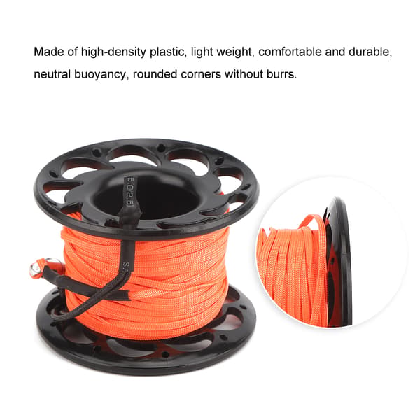 15 m Plastic Wire Reel with Double-Headed Hook Dive Marker Buoy Rope Wheel Guide Wire Spool Black