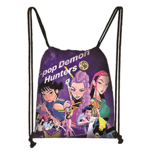 KPop Demon Hunters Huntrix Dragskoväskor Sport Ryggsäck Gym A4