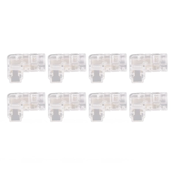 8 stk 2-pins 5 mm COB LED Strip Lyskontakter L-formet gjennomsiktige gapløse kontakter Loddefri terminalutvidelsesadapter