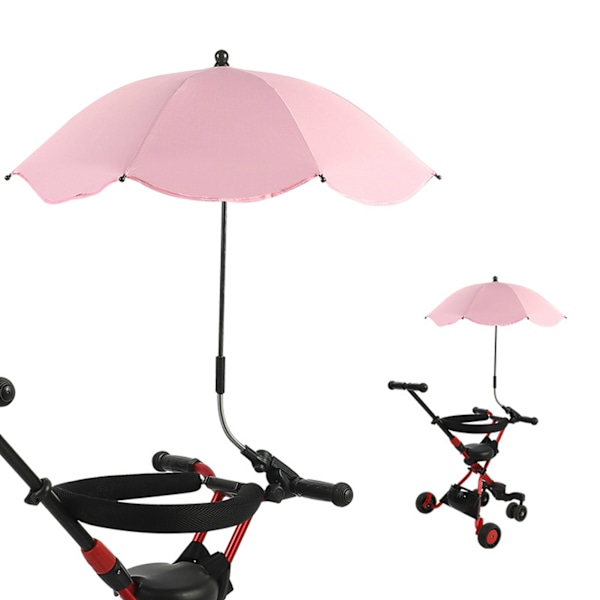 Barnvagn Paraply UV-skydd 360 grader Justerbar Automatisk Vattentät Bärbar Barnvagn Solskydd Rosa