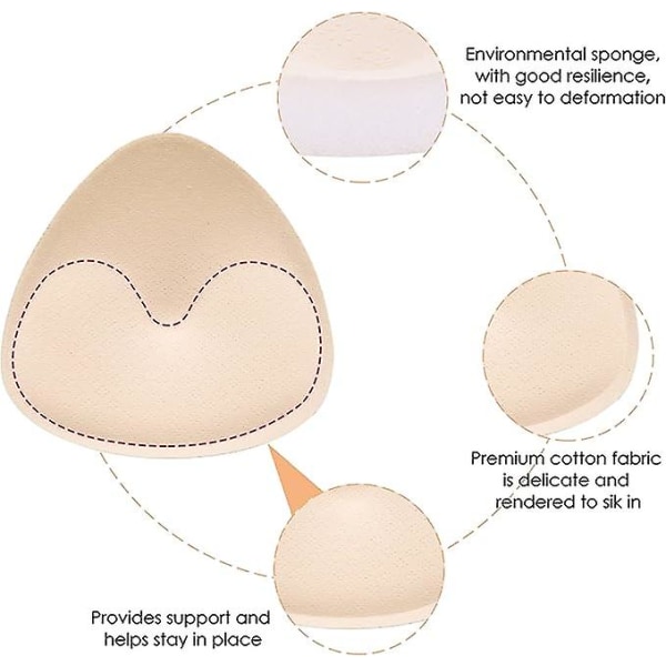 5 par BH-indlæg, trekantet åndbar BH-indlæg Hudfarve Aftagelig brystpolstring Bløde og behagelige BH-indlæg til kvinder piger