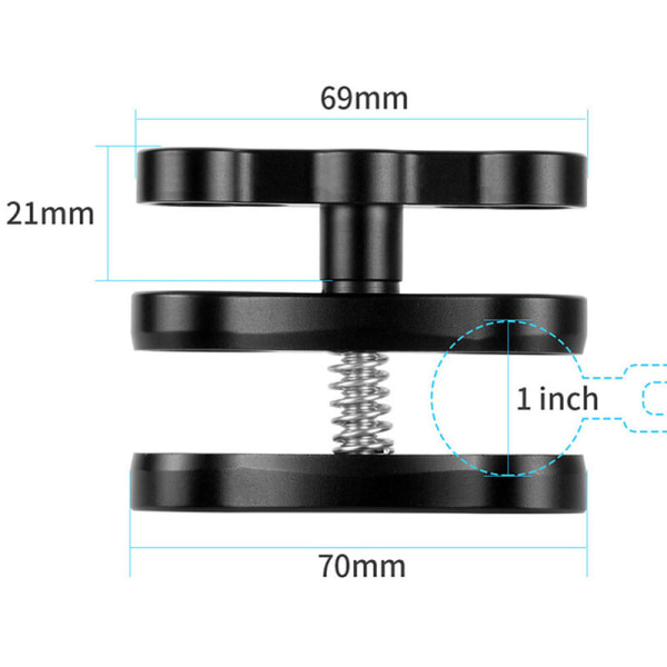1-tums kulklämma aluminiumlegering för undervattensdykning Kamerafäste, modell: svart