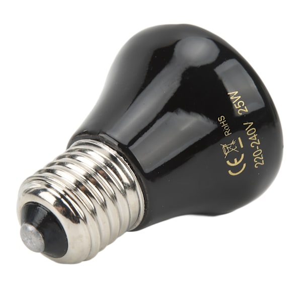 Keramisk Reptil Varmelampe Pære Mini Infrarød Varme Keramisk Amfibie Varmelampe til Øgler Reptiler 220V-240V 25W Sort
