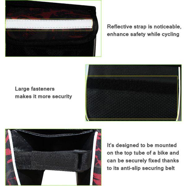 Bike Sadle Bag Vanntett Topp Tube Bag Klar PVC Biker Phone Protector Bag, Modell: Rød